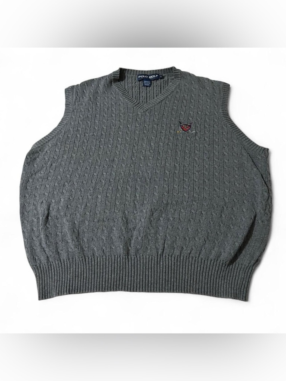 Vintage 90s Polo Golf Cable Knit Sweater Vest Size Large
